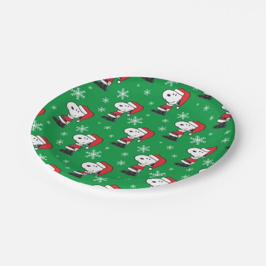 Assiettes En Carton cacahuètes | Snoopy Santa Claus (Angle)