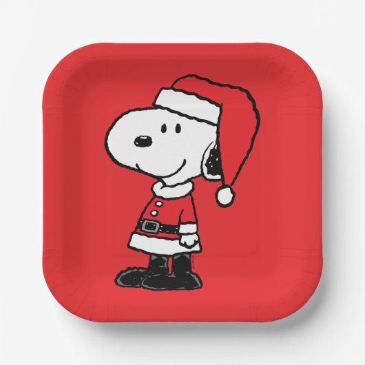 Assiettes En Carton cacahuètes | Snoopy Santa Claus (Recto)