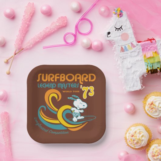 Assiettes En Carton cacahuètes | Snoopy Surboard Longboard Competition (Fête)