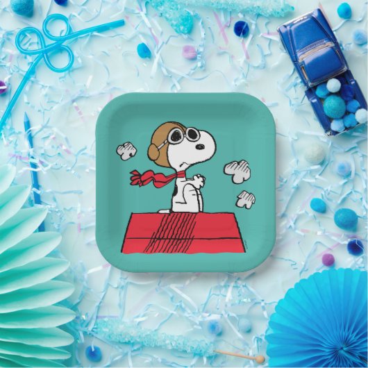 Assiettes En Carton cacahuètes | Snoopy the Flying Ace (Fête)