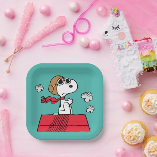 Assiettes En Carton cacahuètes | Snoopy the Flying Ace (Fête)