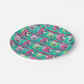 Assiettes En Carton cacahuètes | Snoopy Turquoise Surf Motif (Angle)