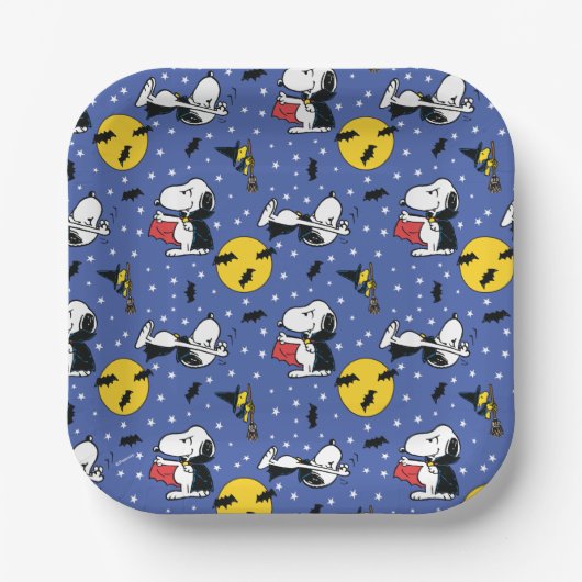 Assiettes En Carton cacahuètes | Snoopy Vampire Motif (Recto)