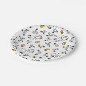 Assiettes En Carton cacahuètes | Snoopy & Woodstock B&W Flower Motif (Angle)