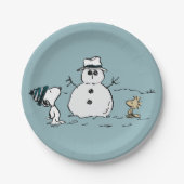 Assiettes En Carton cacahuètes | Snoopy & Woodstock Build A Snowman (Devant)