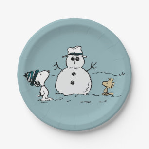 Assiettes En Carton cacahuètes   Snoopy & Woodstock Build A Snowman
