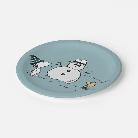 Assiettes En Carton cacahuètes | Snoopy & Woodstock Build A Snowman (Angle)