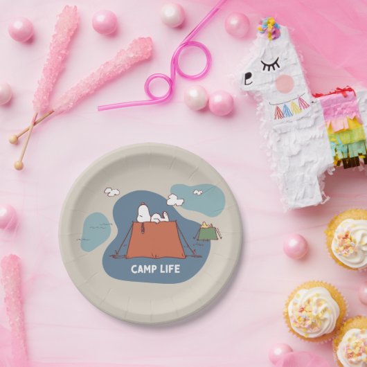 Assiettes En Carton cacahuètes | Snoopy & Woodstock Camp Life (Fête)