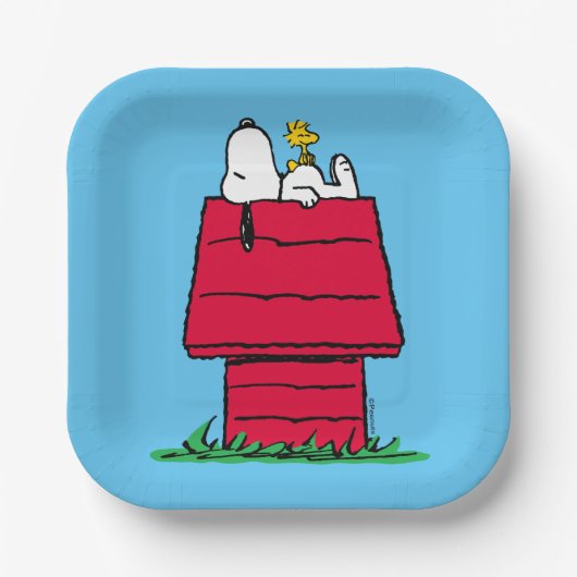 Assiettes En Carton cacahuètes | Snoopy & Woodstock Doghouse (Recto)