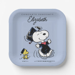 Assiettes En Carton cacahuètes Snoopy & Woodstock Graduation