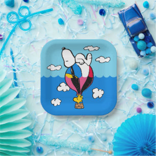 Assiettes En Carton cacahuètes   Snoopy & Woodstock Hot Air Balloon