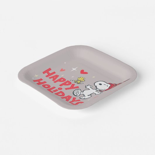 Assiettes En Carton cacahuètes | Snoopy & Woodstock Joyeuses Fêtes (Angulaire)