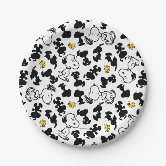 Assiettes En Carton cacahuètes | Snoopy & Woodstock Shadow Motif (Devant)