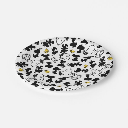Assiettes En Carton cacahuètes | Snoopy & Woodstock Shadow Motif (Angle)