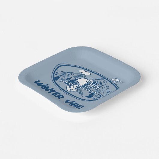 Assiettes En Carton cacahuètes | Snoopy & Woodstock Skiing (Angulaire)