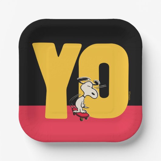 Assiettes En Carton cacahuètes | Snoopy YO Skateboard (Recto)