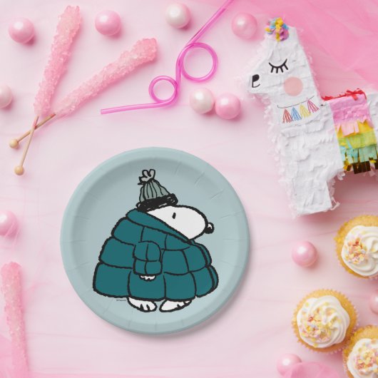 Assiettes En Carton cacahuètes | Veste Snoopy Winter Puffer (Fête)