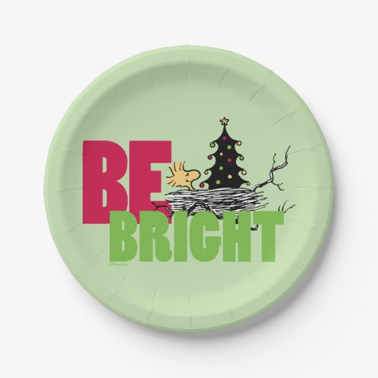 Assiettes En Carton cacahuètes | Woodstock Noël Soyez brillant (Devant)