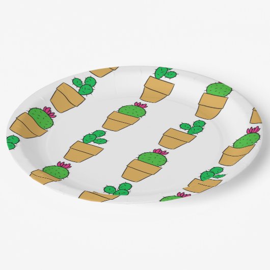 Assiettes En Carton Cactus (Angle)