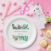 Assiettes En Carton Cactus à l'aquarelle (Fête)