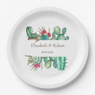 Assiettes En Carton Cactus aquarelle