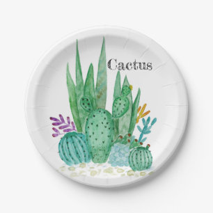 Assiettes En Carton Cactus aquarelle cactus fleurs florale désert ill