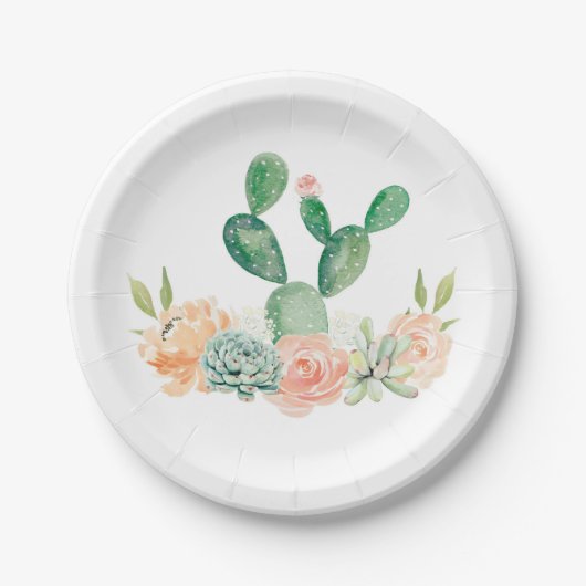Assiettes En Carton Cactus Baby shower de plaque de papier succulent o (Devant)