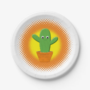 Assiettes En Carton Cactus Cartoon Cute