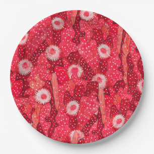 Assiettes En Carton Cactus en fleurs, fleurs succulentes, plantes du d