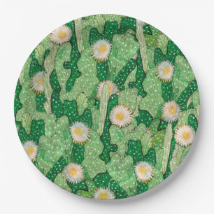 Assiettes En Carton Cactus en fleurs, fleurs succulentes, plantes du d