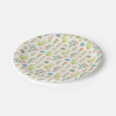 Assiettes En Carton Cactus en pastel mou et motif succulent (Angle)