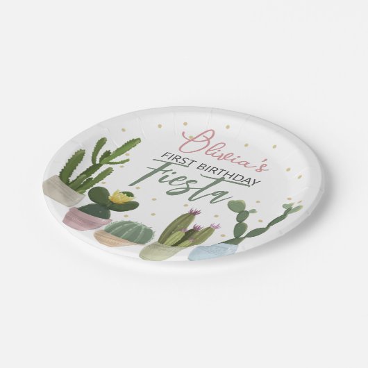 Assiettes En Carton Cactus Fiesta Premier anniversaire (Angle)