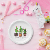 Assiettes En Carton Cactus mignon d'aquarelle dans des pots (Fête)