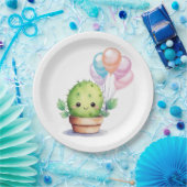 Assiettes En Carton Cactus mignons avec ballons d'anniversaire (Fête)