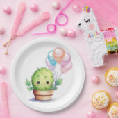 Assiettes En Carton Cactus mignons avec ballons d'anniversaire (Fête)
