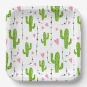 Assiettes En Carton Cactus mignons avec le coeur en vert (Recto)