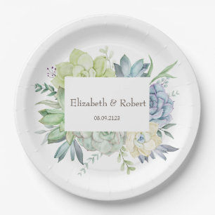 Assiettes En Carton Cactus succulents aquarelle