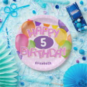 Assiettes En Carton cadeau d'anniversaire rose biscuits avec ballons (Fête)