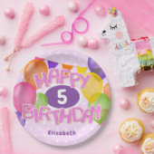 Assiettes En Carton cadeau d'anniversaire rose biscuits avec ballons (Fête)