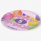 Assiettes En Carton cadeau d'anniversaire rose biscuits avec ballons (Angle)