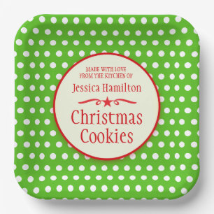 Assiettes En Carton cadeau de biscuits pois verts