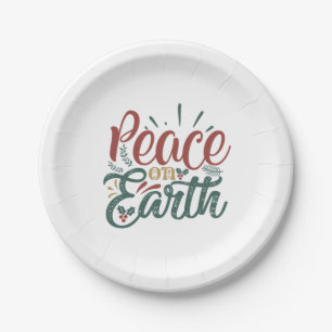 Assiettes En Carton Cadeau de Noël Paix sur Terre