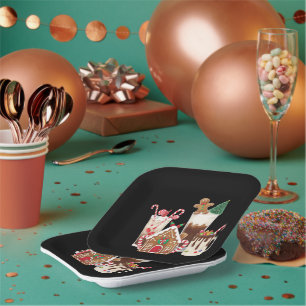 Assiettes En Carton Cadeau de Noël pour amateur de café au pain d'épic