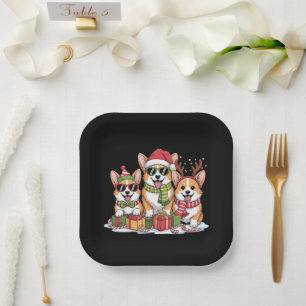 Assiettes En Carton Cadeau de Noël pour maman amoureuse de chiens Corg