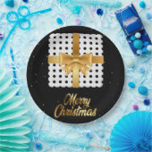 Assiettes En Carton Cadeau élégant avec ruban doré et Pois (Fête)