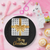 Assiettes En Carton Cadeau élégant avec ruban doré et Pois (Fête)