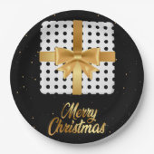 Assiettes En Carton Cadeau élégant avec ruban doré et Pois (Devant)