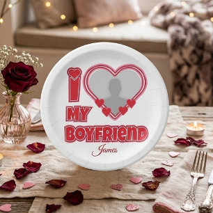 Assiettes En Carton Cadeau personnalisé J'aime mon petit ami – Ajouter