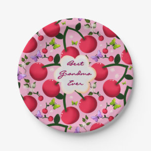 Assiettes En Carton Cadeau personnalisé motif cerisier floral rose vif