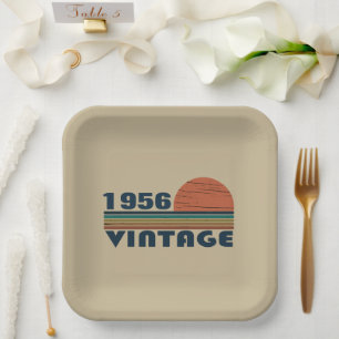 Assiettes En Carton Cadeau personnalisé vintage 65e anniversaire